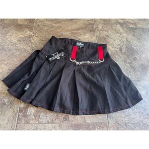 Deadstock Royal Bones by Daang‎ Goodman Black Pleated Skirt Goth Small NWT Y2k